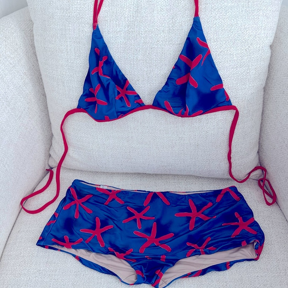 La Perla Blue and Red Starfish Bikini